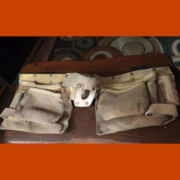 Heavy Duty Leather Construction Belt Apron with Quick Release Buckle - Picture 2 of 3